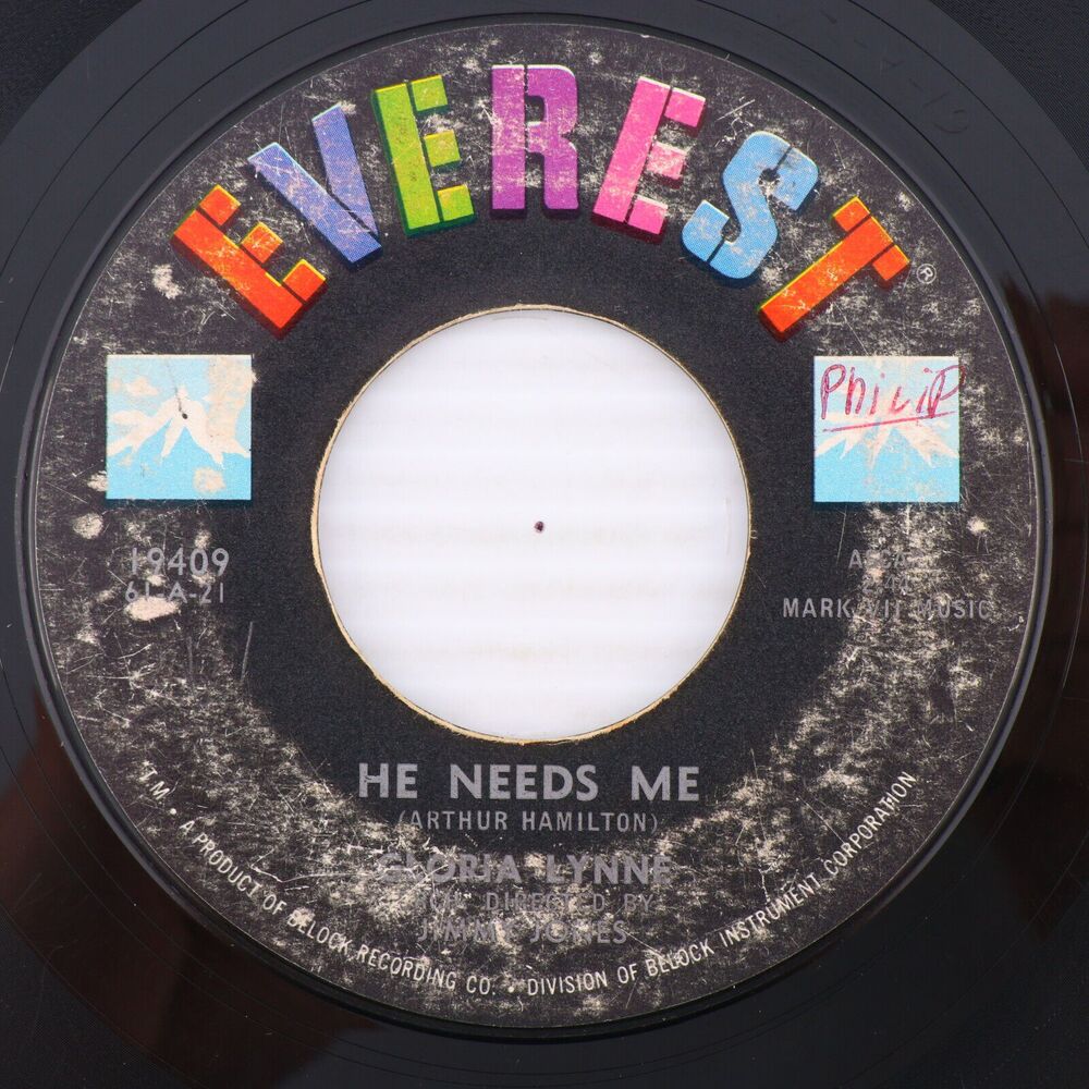 Gloria Lynne – He Needs Me / The Lamp Is Low - 196145 rpm 7" Single Record 19409